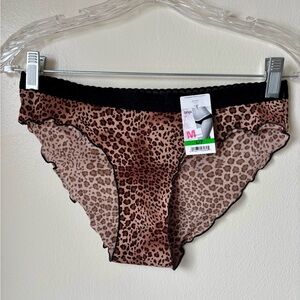 MAIDENFORM Animal Print Tanga Panties w/Black Trim Size L/7 NWT